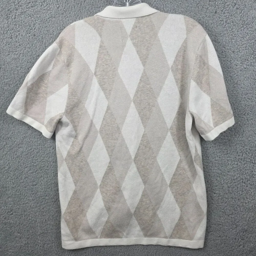 Abercrombie & Fitch Men's Diamond Argyle Print Sweater Beige Size Medium